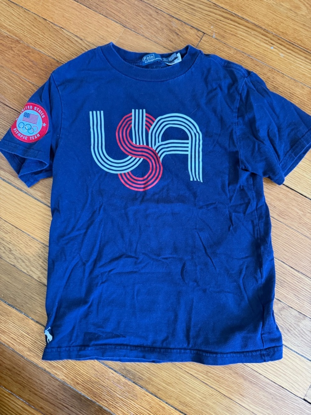 Polo by Ralph Lauren Navy Tee with Red & White USA Graphic (S/8)